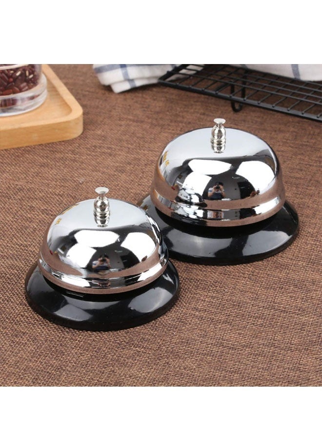 2 Packs 3.3 Inch Diameter with Metal Anti-Rust Construction, Desk Bell for Hotels, Schools, Restaurants, Reception Areas, Hospitals, Warehouses(Silver) - Image 2